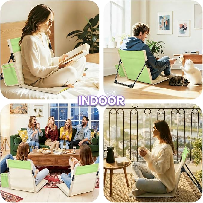 Extra Large Foldable Camping Chair with Cup HolderUltra-Light Portable Beach Chair with Carry Bag for Sunbathing Swimming Poolside Picnic Lawn Road Hiking Trips (Green)