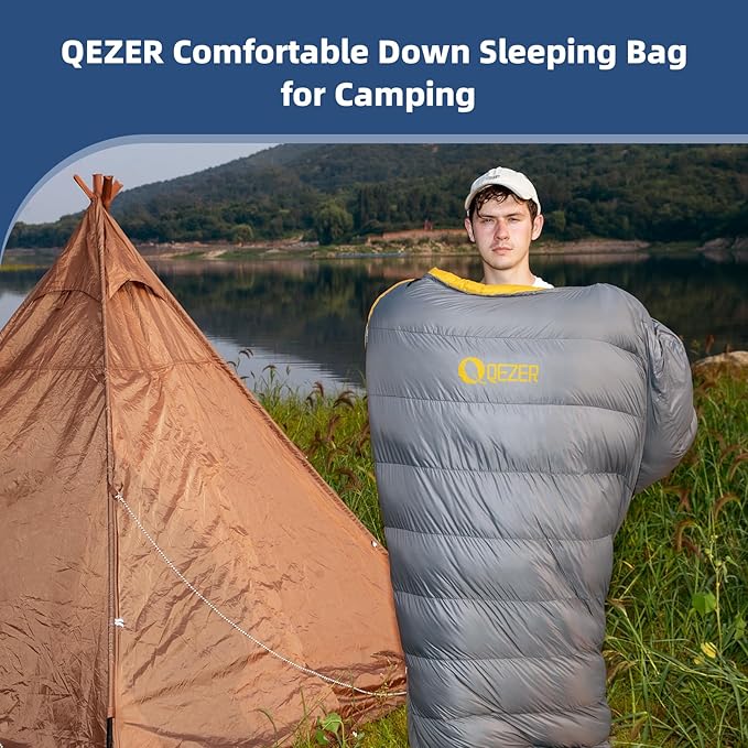 Down Sleeping Bag for Adults 620 Fill Power 0 Degree Sleeping Bag Cold Weather Ultralight with Pouch for Backpacking Camping Hiking