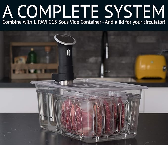 LIPAVI Sous Vide Rack - Model L15 - Adjustable Collapsible Ensures even warming - 316L Stainless Steel - Fits Lipavi C15 container