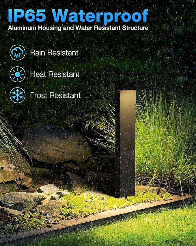 SUNVIE Low Voltage Pathway Lights Wired 3000K 5W LED Outdoor Landscape Lighting with Connectors Cast-Aluminum Waterproof Landscape Path Lights Low Voltage for Garden Walkway 12-24V AC/DC 4 Pack