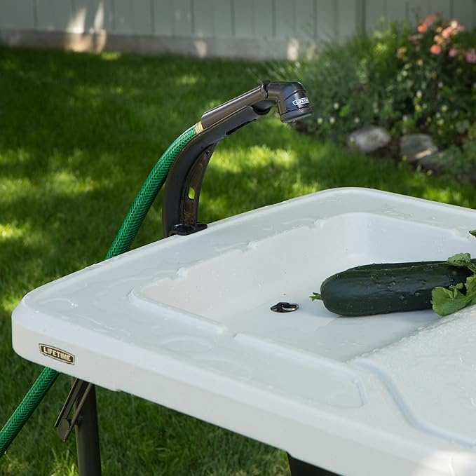 LIFETIME 4 Foot Folding Fish Fillet Cleaning Table with Sink - for Camping Picnic Garden Outdoors