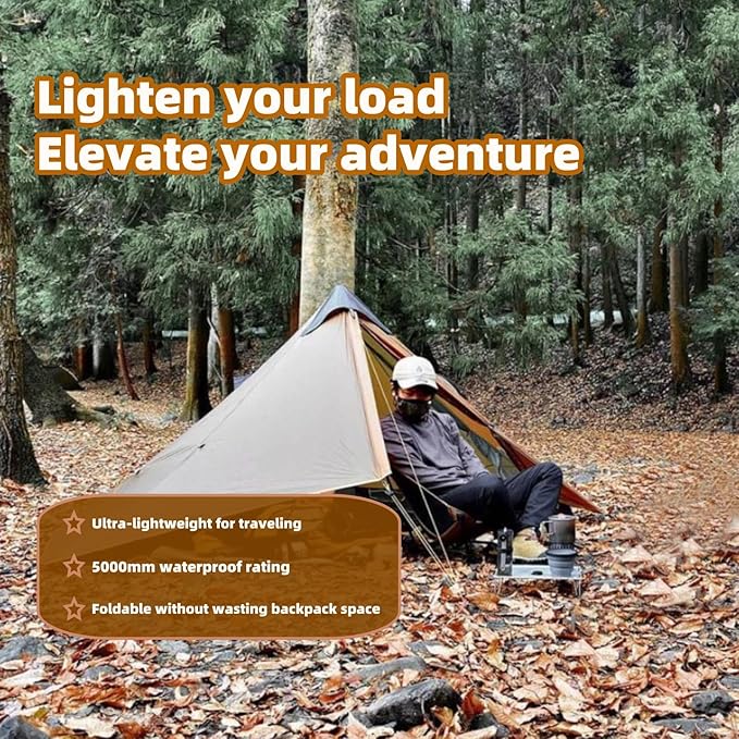 3FULGEAR Ultralight Tent for Backpacking LANSHAN 1 Trekking Pole Tent 1 Person 3/4 Season Lightweight Easy Set Up Double Layer Shelter Waterproof Tents for Camping Hiking Outdoor Mountaineering