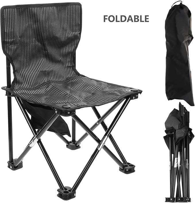 Portable Folding Camping Chair Small with Carry Bag Oxford Cloth Outdoor Fishing Chair Lightweight Seat for Garden Beach Patio and Backyard Leisure Activities