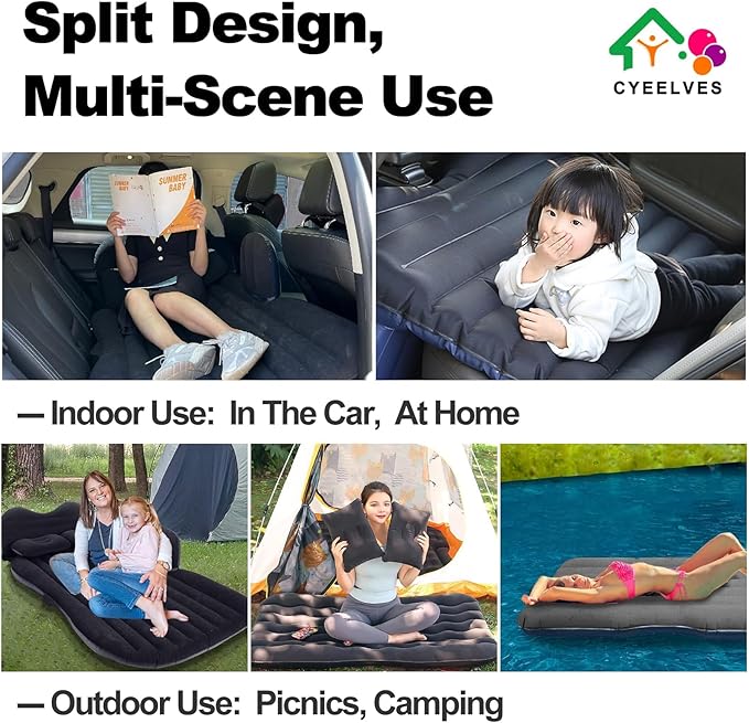 Car Inflatable Bed Mattress Mattress Back Seat RV Mattresses Travel for Automotive SUV Truck Berlina Furgonetas Grande Cars Backseat Sleeping BedFull