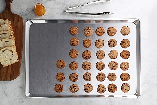 New Star Foodservice Commercial-Grade 18-Gauge Aluminum Sheet Pan/Bun Pan (18 L x26 W x1 H(Full Size) Pack of 12 Measure Oven)