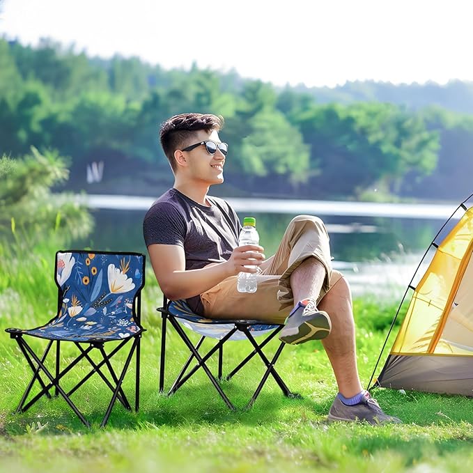 Late Night Plant Portable Camping Chairs Folding Chair - Durable Oxford Fabric Lightweight Iron Frame Easy Fold Design - Ideal for Outdoor Activities Camping Fishing and Travel