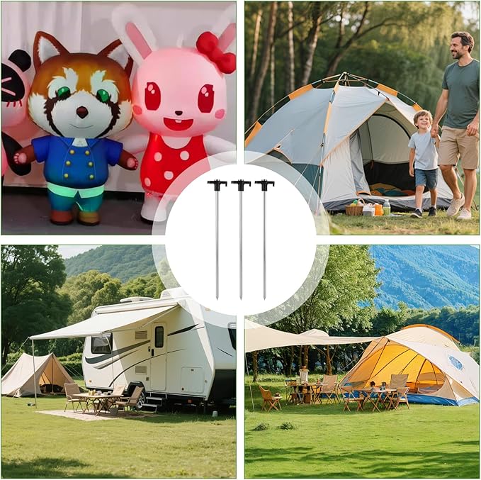 50 Pack Tent Stakes Heavy Duty Camping Stake 10 Inch Yard Stakes Metal Tent Pegs Ground Stakes Tent Spikes for Garden Canopy Outdoor Black
