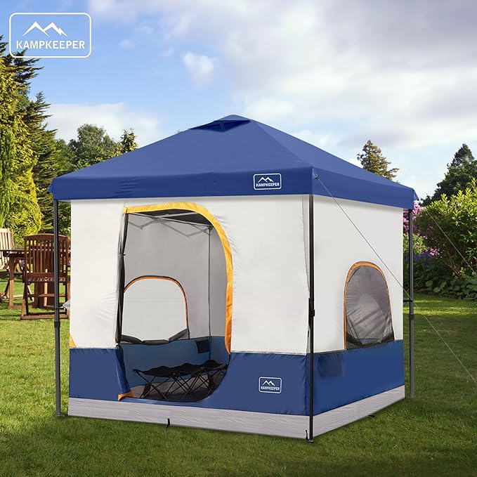 KAMPKEEPER 6 Person Camping Tent 10x10 Pop Up Canopy Tent with Camping Inner Tent Converts 10'x10' Straight Leg Canopy into Camping Tent–Fully Vented Roof(Canopy &amp Frame Included)