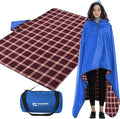 DUKUSEEK Waterproof Stadium Blanket with Hood Wine Red Plain Waterproof Outdoor Blankets