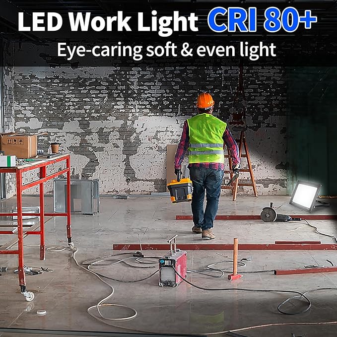 200W Flood Lights Outdoor 24000lm Bright Security Light with Plug &amp 6ft Cord 5000K Daylight White Exterior LED Floodlight IP66 Waterproof LED Work Light Yard Lights for Garage Stadium 2 Pack
