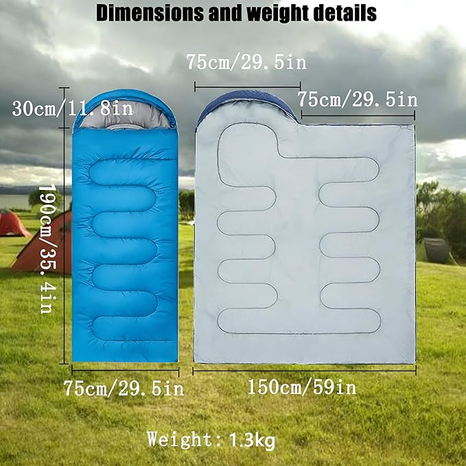 SNZ All-Season Lightweight Sleeping Bag - Mummy Camping Sleeping Bag for Adults &amp Kids Camping Essentials Warm &amp Cold Weather for Hiking Backpacking