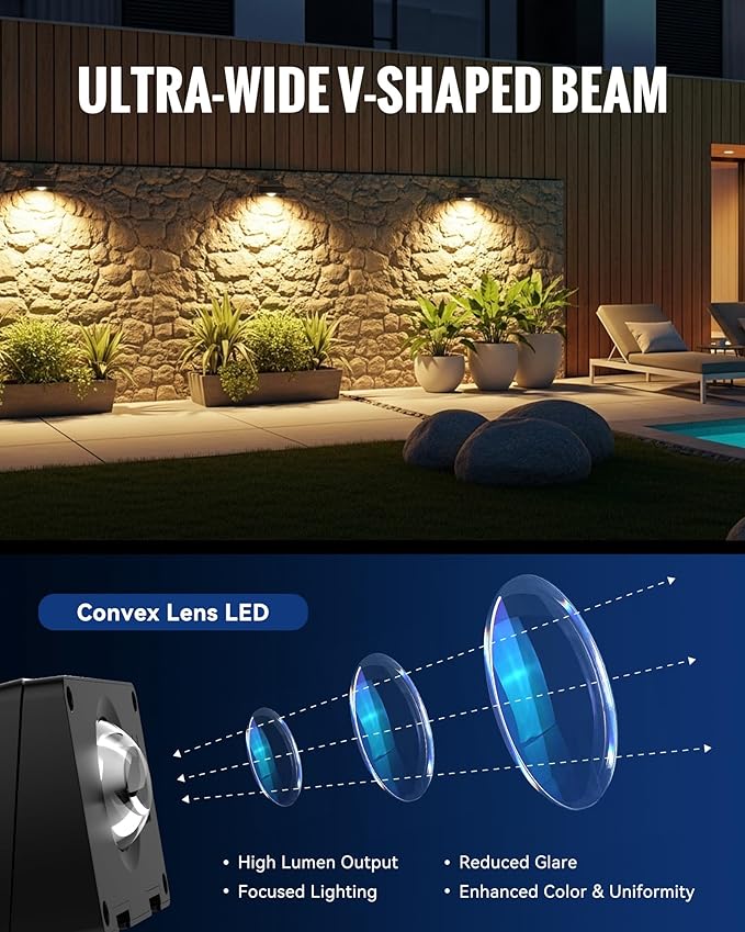 Solar Fence Lights Outdoor Waterproof Fence Light Solar Powered with 3 Modes for Outside Deck Step Yard Stairs Balcony Patio Railing (3000K/4500K/6500K 12 Pack)