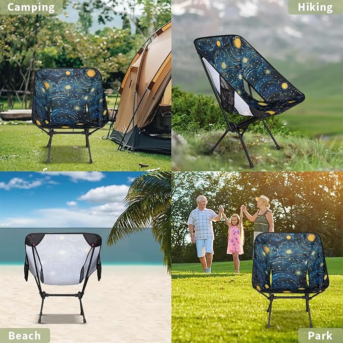 Honeybaby Folding Camping Chair Abstract Starry Sky Camping Chairs Lightweight Portable Chair Outdoor Foldable Chairs for Camping Travel Picnic Beach Hiking