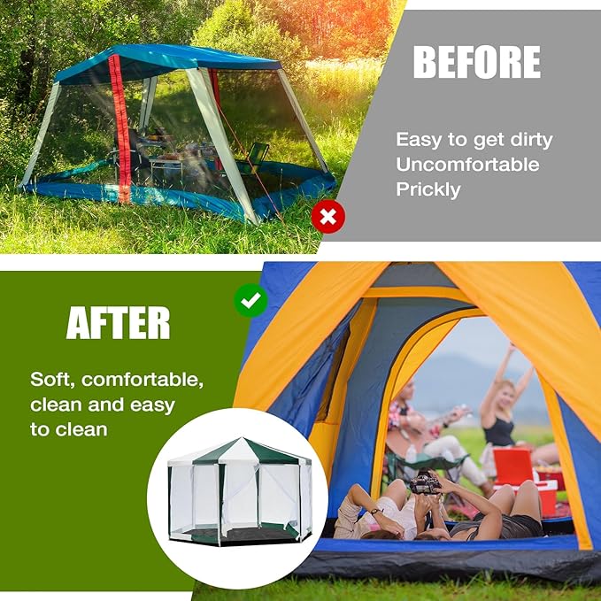 Tinideya 12.5 ft Removable Tent Floor Mat Tarp Waterproof Camping Tent Tarp Floor for Pop up Screen Tents Gazebo Hiking Backpacking Hammock Beach Accessory