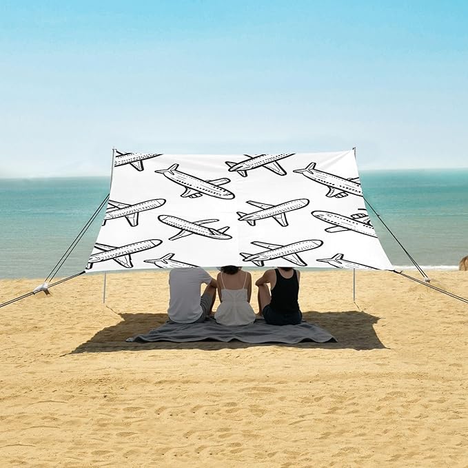 Airplane Camping Sun Shelter Beach Tent Portable Beach Sun Shade Outdoor Canopy for Camping Trips Fishing Picnic