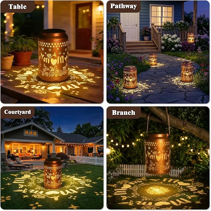 Gifts for Mom Grandma - Hummingbird Solar Lantern Outdoor Waterproof Mother Day Gifts Birthday Gifts for Women Hanging Solar Lights for Yard Garden Decor