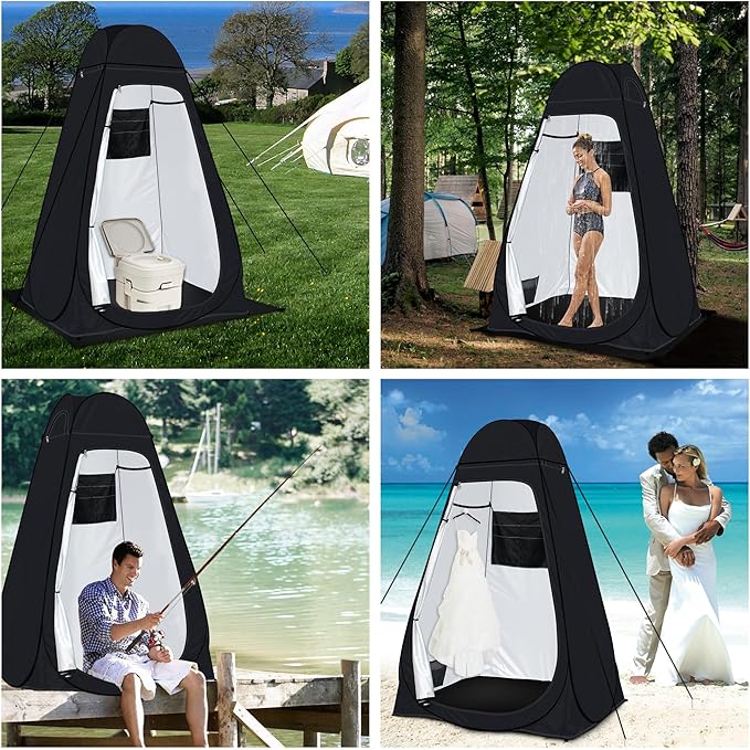Pop Up Privacy Shower Tent Camping Portable Toilet Tent Outdoor Changing Porta-Potty Camp Bathroom Dressing Room Instant Privacy Shelters for Hiking Beach Picnic Fishing Extra-Tall