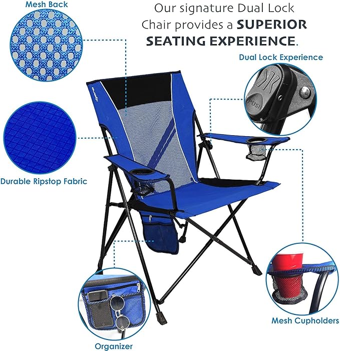 Kijaro Dual Lock Portable Camping Chairs - Versatile Outdoor Folding Sports &amp Lawn Chair - Locks Position Izamal Yellow