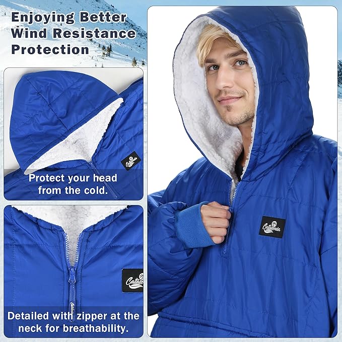 Catalonia Outdoor Windproof Wearable Stadium Blanket Oversized Waterproof Wearable Blanket Poncho