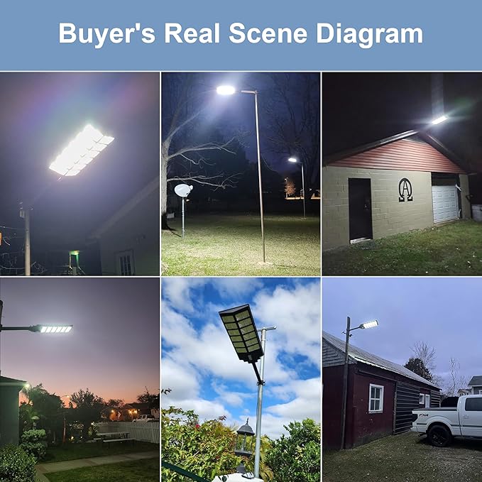 Ultra Bright Solar Street Light –9000W Solar Street Lights Outdoor with 300000LM IP66 Waterproof Dusk to Dawn with Remote Commercial &amp Industrial Floodlight for Parking Lots Warehouses Yard