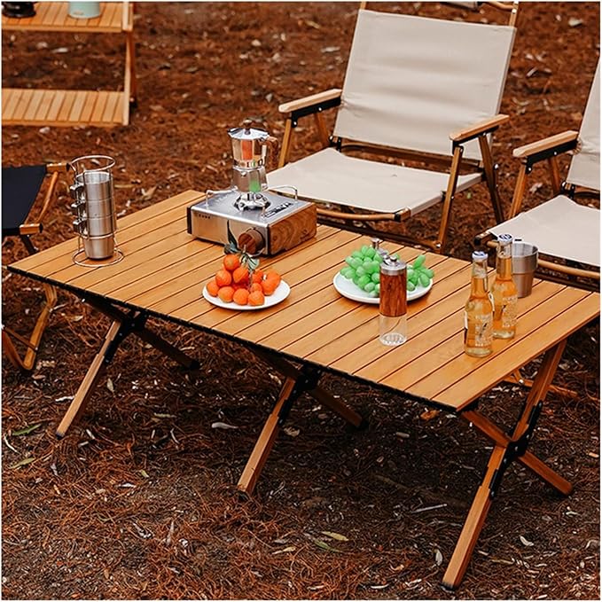 OTHZON Folding Dining Table Mounted Rent House Picnic Table Complimentary Storage Bag Outdoor Folding Table Portable Egg Roll Table Picnic Camping Table Light Gray