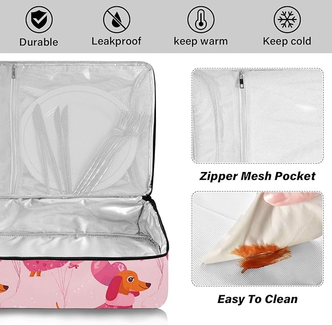 Casserole Carrier Loving DachshundInsulated Casserole Carrier for Hot or Cold Food Thermal Lunch Tote for Potluck Parties Picnic Beach Fits 9 x 13 Inches Baking Dish