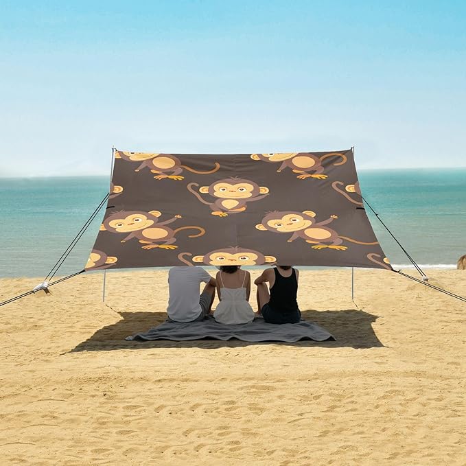 Monkeys Camping Sun Shelter Beach Tent Portable Beach Sun Shade Outdoor Canopy for Camping Trips Fishing Picnic