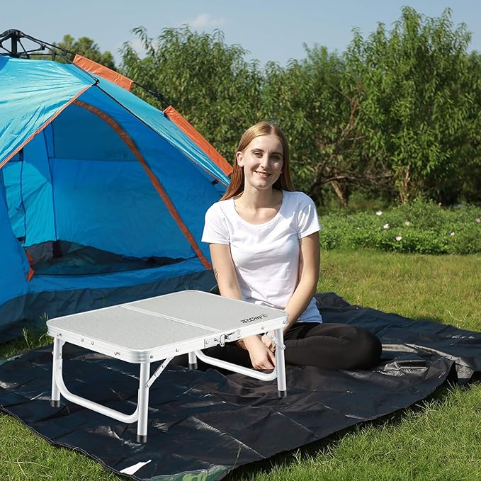 REDCAMP Small Folding Camping Table 2ft 3 Heights Portable Outdoor Folding Table Aluminum Camp Table Adjustable Height Lightweight for Picnic Cooking Beach