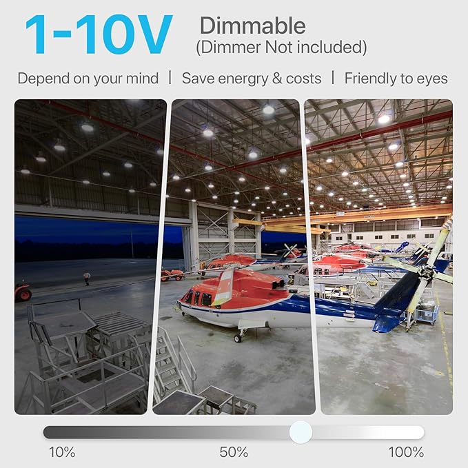 HYPERLITE UFO Led High Bay Light 150W 21750lm 5000K 1-10V Dimmable High Bay Led Lights UL Listed US Hook 5' Cable Led High Bay Lights Alternative to 650W MH/HPS for Gym Factory Warehouse