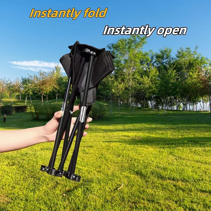 2 Pack 13 Inch Portable Camping Stool(Black)Collapsible Stool with Carry Bag Convenient for Travel BBQFishing Hiking Outdoor Folding Stool with a Non-Slip seat Cushion (Cotton lint)