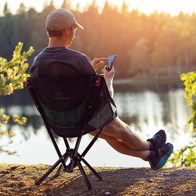 Portable Camping Chair - Compact and Foldable Chair - Lightweight Backpacking Chair with Carrying Bag - Backpacking Gear by Wakeman Outdoors (Green)