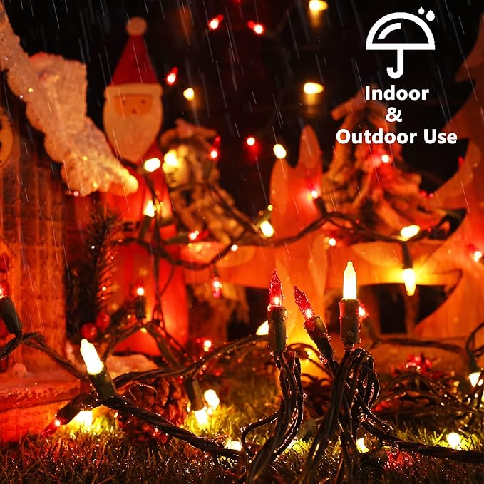 BrizLabs 300 Counts Red &amp White Christmas Lights 69.6ft Mini Lights Connectable UL Certified Incandescent Christmas String Lights Plug-in Indoor Xmas Tree Lights for Outdoor Xmas Home Decor