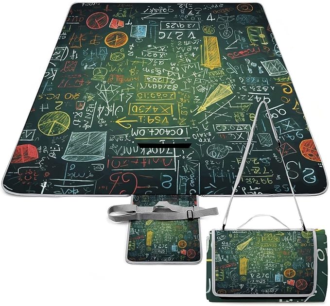 Math Question Beach BlanketPortable Waterproof Picnic Blanket58.3''x 58.3'' Extra Large Picnic Mat for BeachCamping Grass Lawn Park Accessorie for Festival BBQ