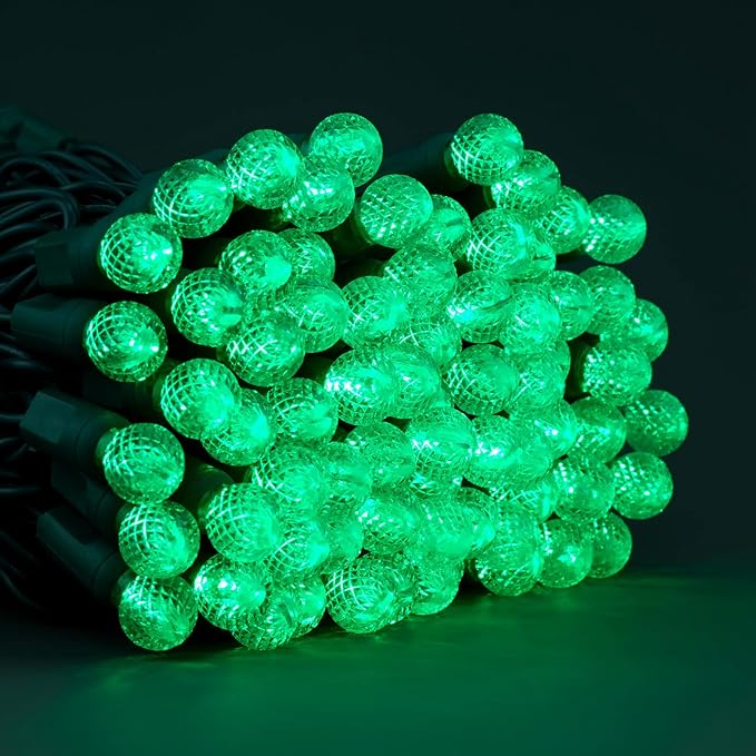 YULETIME Green One-Piece G12 Raspberry Christmas Lights 140 Count 48 Feet 2 Sets 70 LED 24 ft High Waterproof UL Certified String Light (Green)