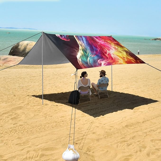 Flame HorseCamping Sun Shelters 9.2 x 10.5 FT Beach Canopy Tent Sun Shade with Carrying Bag for Camping Trips Fishing Backyard Fun or Picnics 21341071