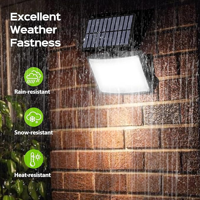 Adiding Solar Outdoor Lights 2800LM LED Flood Lights with 16.4 Ft Cable Remote Control Solar Motion Sensor Lights with 3 Modes Solar Powered Security Lights for Outside Patio Yard Garage 1 Pack