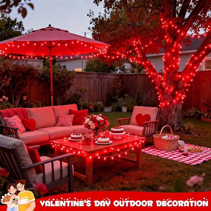 JMEXSUSS 500 LED Red Christmas Lights Outdoor 173ft Christmas Lights Plug in Waterproof 8 Modes Red String Light for Tree Party Xmas Holiday Decorations