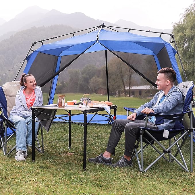 KingCamp KC2008 USCK Camping Chair Oversized 2 Pack-Navy/Beige