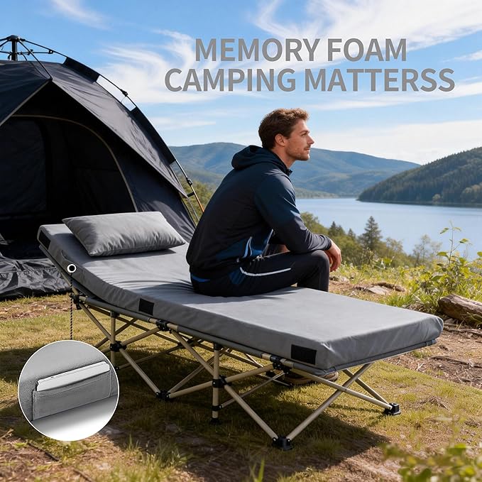 3 Inch Memory Foam Camping Mattress Pad Dual Layer Thick Sleeping Camp Mat for Sleepover Car Tent Portable Roll Up Mattress for Adults with Travel Bag