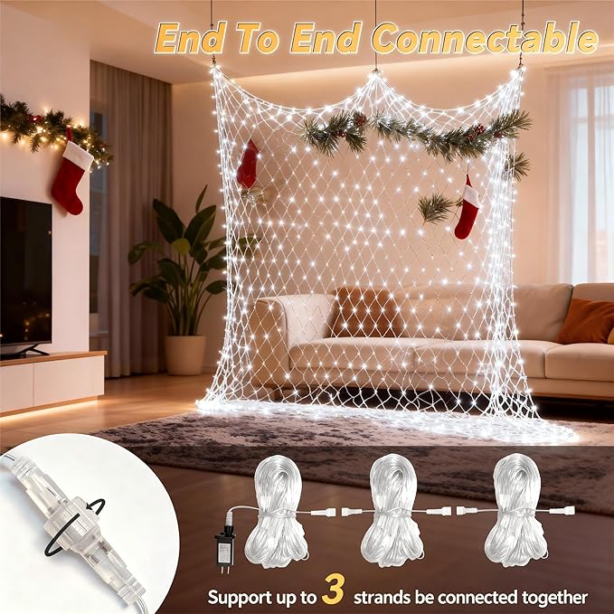 10FT x 10FT Gazebo Net Lights Outdoor 280 LED Cool White Gazebo Lighting Outside Waterproof with 8 ModesTimer Mesh Light Plug in for Bushes Pergolas Garden Decorations
