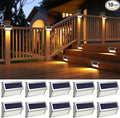 ROSHWEY Deck Lights 10 Pack 30 LED Deck Lights Solar Powered Outdoor Waterproof Patio Step Lighting Outdoor Decor Stainless Steel Backyard Lamp for Garden Yard Porch Stair Railing Warm White