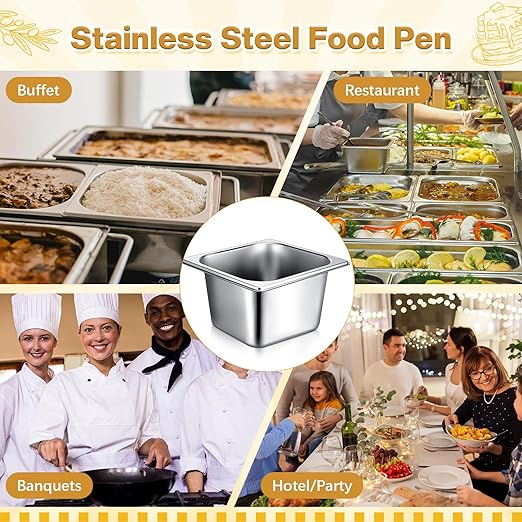 Rtteri 22 Pcs 1/6 Size 4 Inch Deep Stainless Steel Hotel Pans Set: 16 Metal Buffet Steam Table Pans with 2 Tongs &amp 4 Spoons – Stackable &amp Anti Jam Commercial Restaurant Catering Kitchen Food
