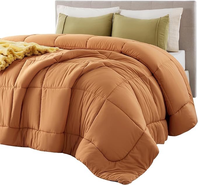 Bedsure Comforter Duvet Insert - Quilted Comforters Twin XL Size All Season Duvet GentleSoft Down Alternative Bedding with 8 Tabs Gifts for Women/Men Burnt Orange Twin XL 92 x 68 Inches