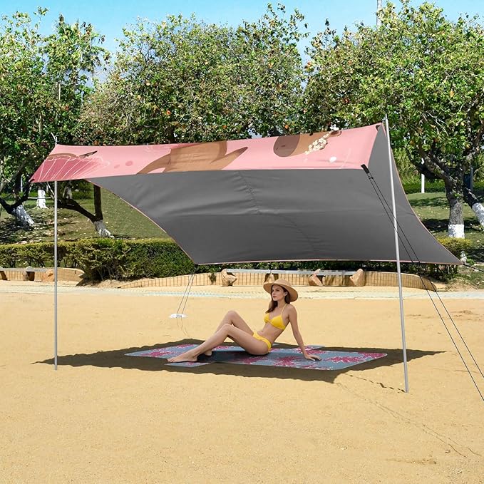 Capybara Pattern Camping Sun Shelter Beach Tent Portable Beach Sun Shade Outdoor Canopy for Camping Trips Fishing Picnic