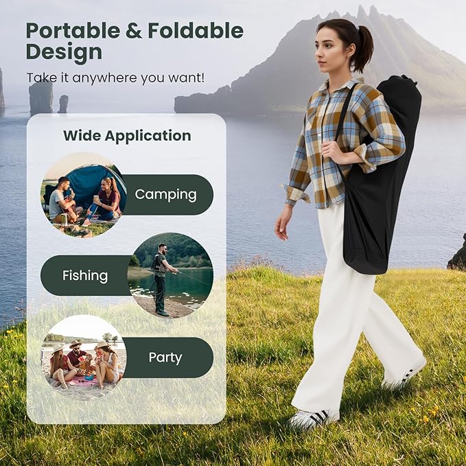 Tangkula Reclining Camping Chair 2 in 1 Porable Folding Lawn Chair with Removable Footrest 4-Position Adjustable Backrest Cup Holder &amp Side Pocket Carry Bag (2 Green)