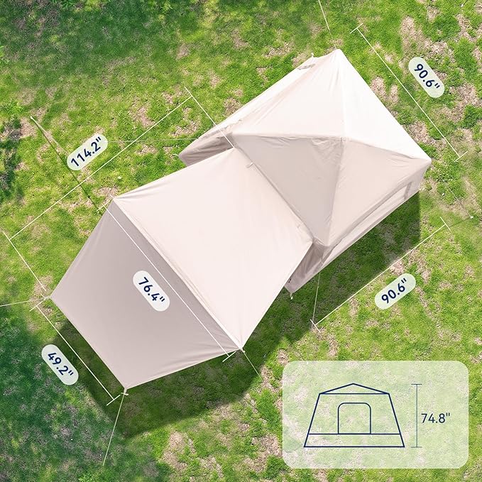 Inflatable Tent for Camping Waterproof Oxford Large Blow Up Hot Tent with Pump Easy Setup Inflatable Glamping House Air Tent for Family 4/6/8/10/12 People