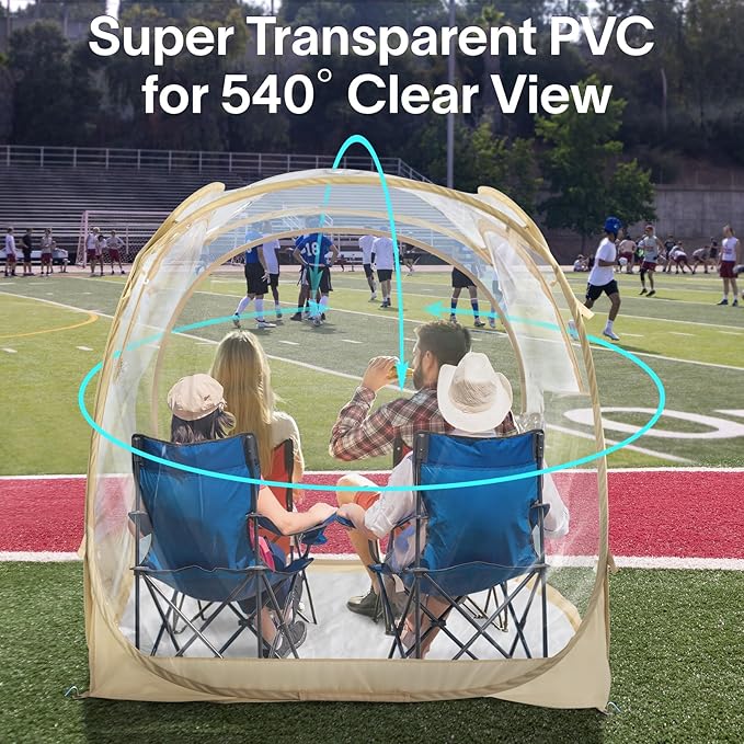 EighteenTek Sports Instant Tent Shelter - Outdoor Bubble Sun Shelter Pop Up - Clear Patent Pending Protected Design (63x63x63H)
