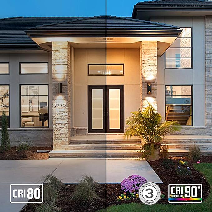 LEONLITE 5CCT Dimmable LED Up Down Wall Light 100-277V CRI 90+ IP65 Waterproof 10%-100% Dimmable for Commercial Outdoor 14 Inch Modern Porch Light 2200K/2700K/3000K/4000K/5000K Pack of 2
