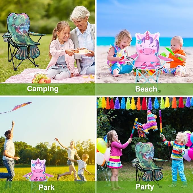KABOER Kids Outdoor Folding Lawn and Camping Chair with Cup Holder and Carrying Bag Children's Camping Chairs