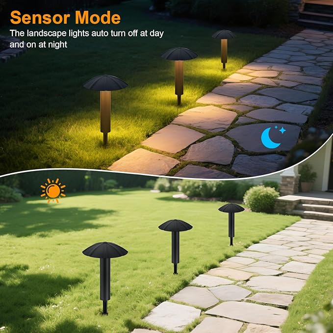 6-Pack Low Voltage Pathway Lights Kit: 24V Plug-in Landscape Lighting kit with Remote/Dusk to Dawn 3W 3000K IP65 - All-in-One Set Easy DIY Install